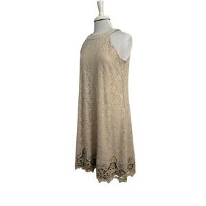 Roxberi Studio Womens XL Boho Crochet Sleeveless Halter Swing Dress Vtg Inspired
